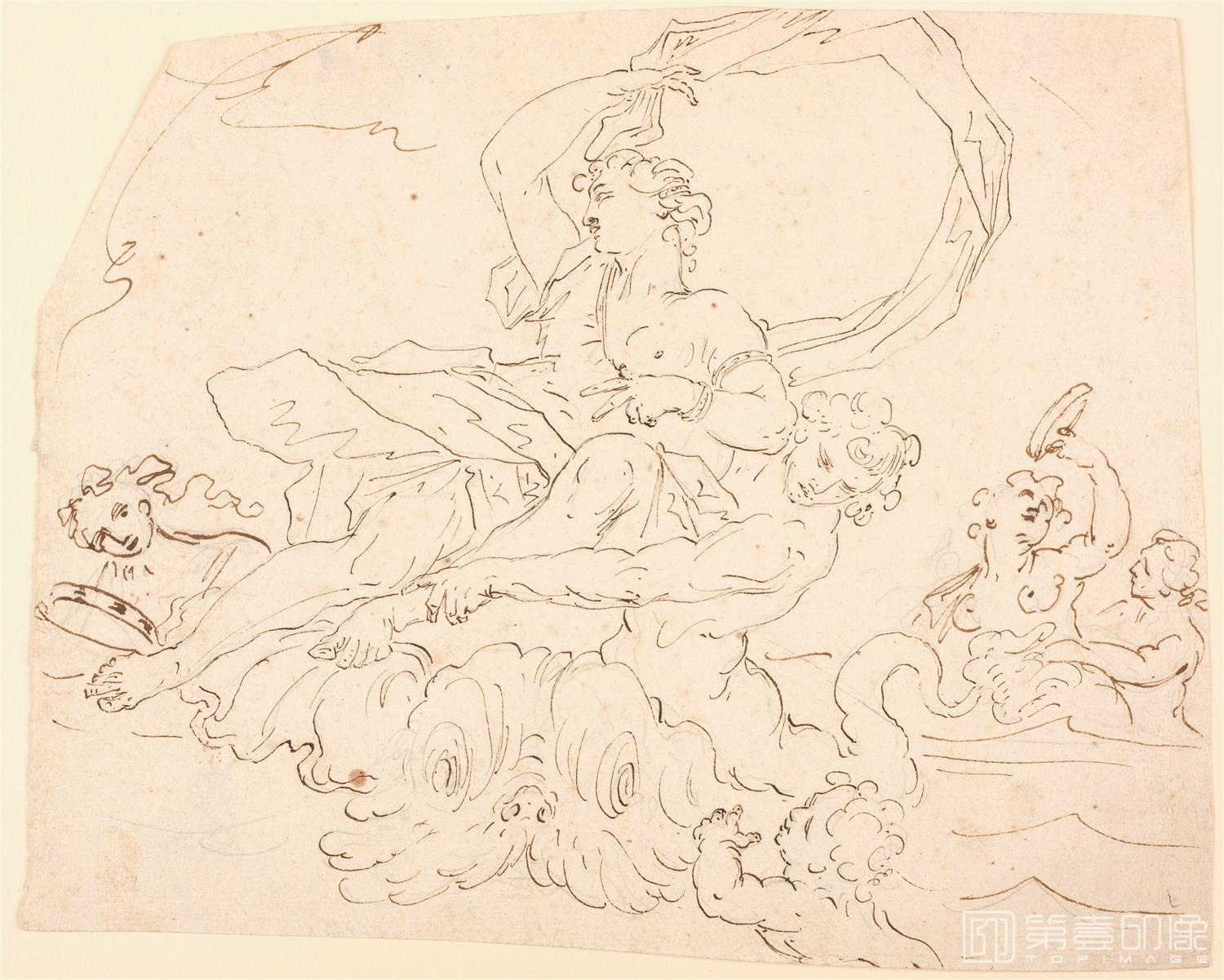 素描-西班牙普拉多美术馆素描藏画-Anonimo-Triunfo de Anfitrite-0567